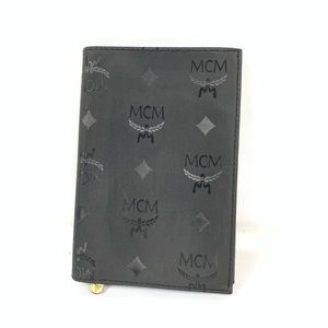 MCM Logo Monogram Nylon Canvas Bifold Wallet Black Foldable Leather Interior